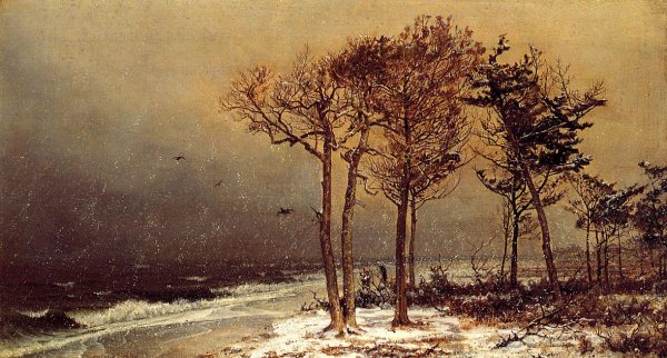 Main Product Photo of Snow Storm, Atlantic City Painting by William Trost Richards