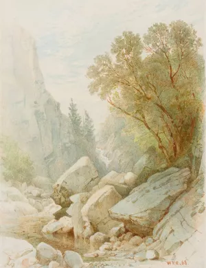 Split Rock, Adirondacks Oil painting by William Trost Richards