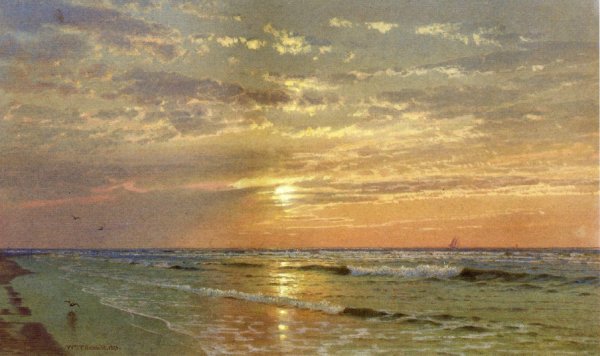 Main Product Photo of Sunrise, Atlantic City Painting by William Trost Richards
