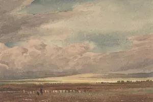 Salisbury Plain with Old Sarum in the Distance, Wiltshire by William Turner Of Oxford Oil Painting