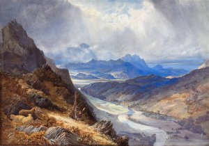 A View from Moel Cynwich; Looking Over the Vale of Afon Mawddach and Toward Cader Idris by William Turner Oil Painting