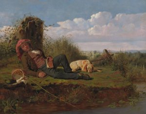 The Lazy Fisherman by William Tylee Ranney Oil Painting