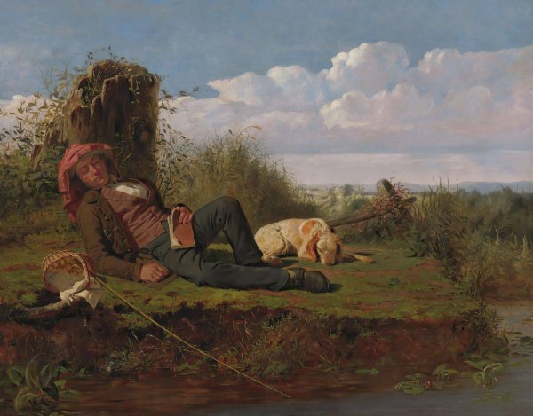 The Lazy Fisherman  by William Tylee Ranney - Hand-Painted Oil Painting Reproduction