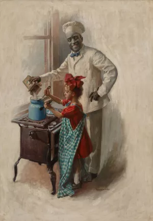 The Cooking Lesson by William Vincent Cahill Oil Painting
