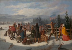 Scenes from the Pioneers by Cooper, Deerslayer at the Shooting Match by William Walcutt Oil Painting