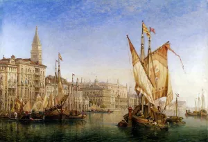 The Doge's Palace From The Entrance To The Grand Canal by William Wilde Oil Painting