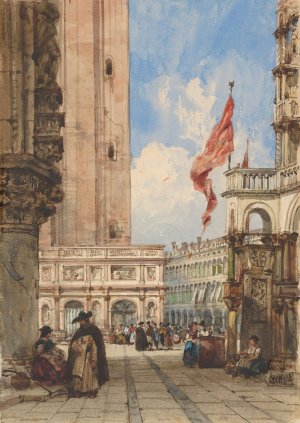 St. Mark's Square, Venice, with Loggetta by William Wyld Oil Painting