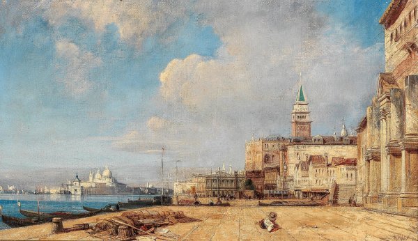 Venice, View of the Campanile and Santa Maria della Salute by William Wyld - Hand-Painted Oil Painting Reproduction