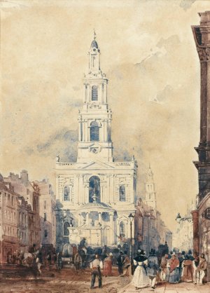 View Of Saint Mary's Church, London by William Wyld Oil Painting