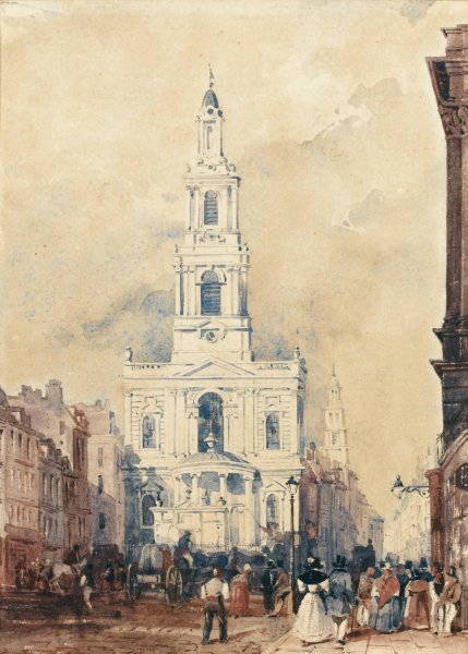 View Of Saint Mary's Church, London by William Wyld - Hand-Painted Oil Painting Reproduction