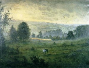 Looking Across the River from My Garden in Suffield Oil painting by Willis Seaver Adams