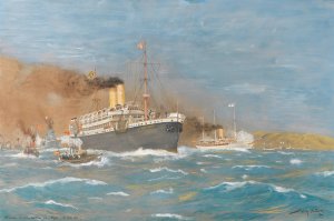 Abreise von S.M. des Kaisers von Vigo. 16. Marz 1904 by Willy Stower Oil Painting