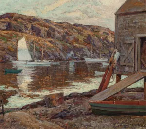 Boat Shed by Wilson Henry Irvine Oil Painting