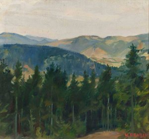 Mountainscape by Wincenty Drabik Oil Painting