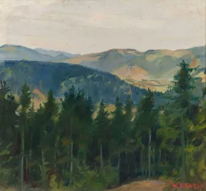 Mountainscape by Wincenty Drabik Oil Painting