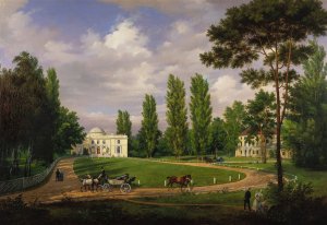 View of the Natolin Palace from the courtyard by Wincenty Kasprzycki Oil Painting