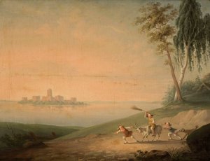 Genre Scene at Lake Galve by Wincenty Smokowski Oil Painting