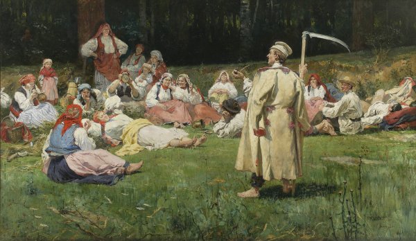 Main Product Photo of Harvesters resting  Painting by Wincenty Wodzinowski