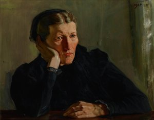 Portrait of Mother by Wincenty Wodzinowski Oil Painting