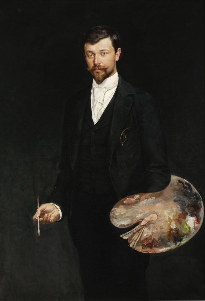 Main Product Photo of Self-portrait with palette  Painting by Wincenty Wodzinowski