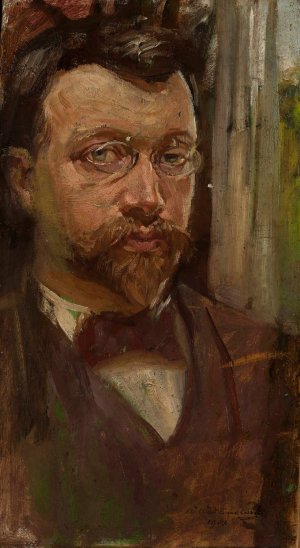 Self-portrait by Wincenty Wodzinowski Oil Painting