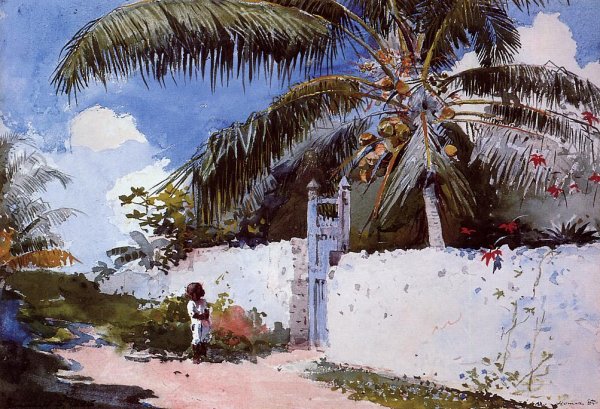 A Garden in Nassau by Winslow Homer - Hand-Painted Oil Painting Reproduction