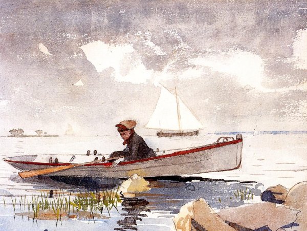 Main Product Photo of A Girl in a Punt Painting by Winslow Homer