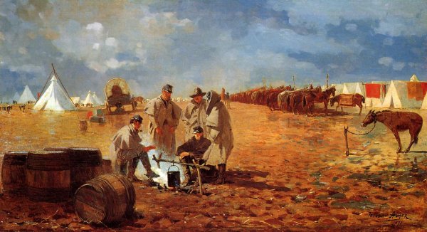 Main Product Photo of A Rainy Day in Camp also known as Camp near Yorktown Painting by Winslow Homer