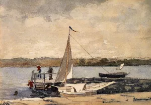 A Sloop at a Wharf, Gloucester Oil painting by Winslow Homer