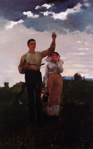 Answering the Horn also known as The Home Signal Oil painting by Winslow Homer