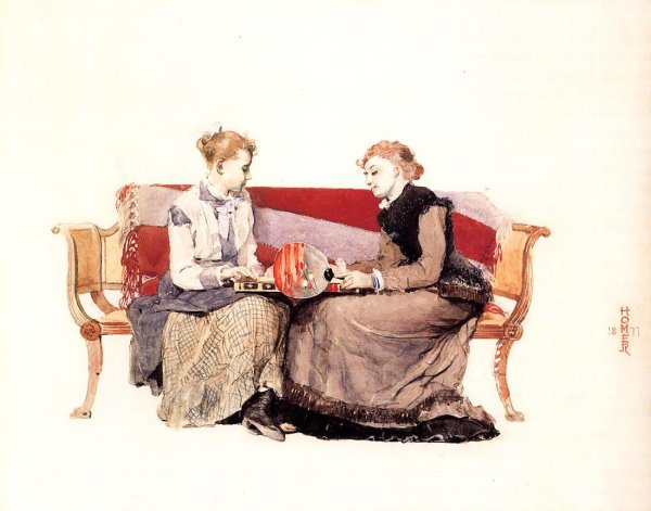Backgammon by Winslow Homer - Hand-Painted Oil Painting Reproduction
