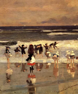 Beach Scene also known as Children in the Surf by Winslow Homer Oil Painting