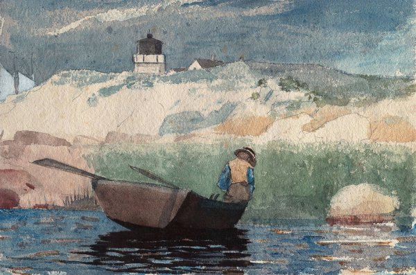 Boy in Boat, Gloucester  by Winslow Homer - Hand-Painted Oil Painting Reproduction