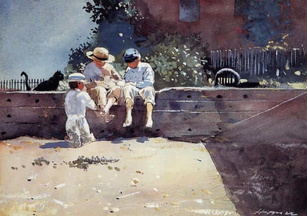 Boys and Kitten by Winslow Homer - Hand-Painted Oil Painting Reproduction