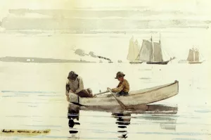 Boys Fishing, Gloucester Harbor by Winslow Homer - Oil Painting Reproduction