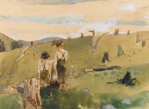 Boys On A Hillside by Winslow Homer Oil Painting