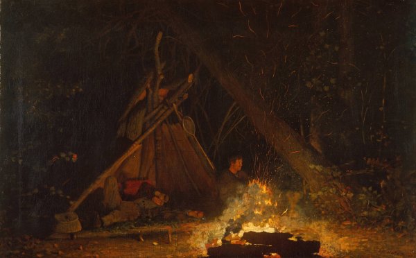 Camp Fire  by Winslow Homer - Hand-Painted Oil Painting Reproduction