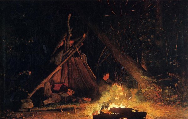 Camp Fire by Winslow Homer - Hand-Painted Oil Painting Reproduction