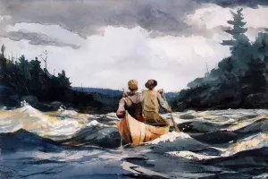 Canoe in the Rapids painting by Winslow Homer