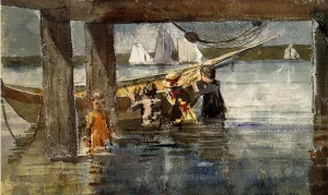 Childred Playing Under a Gloucester Wharf by Winslow Homer Oil Painting