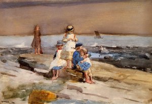 Children on the Beach Oil painting by Winslow Homer