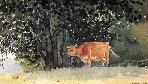 Cow in Pasture by Winslow Homer Oil Painting