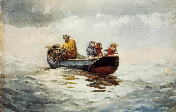 Crab Fishing by Winslow Homer - Hand-Painted Oil Painting Reproduction