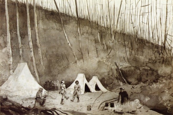 Dance of the Woodsmen also known as Camp in Canada by Winslow Homer - Hand-Painted Oil Painting Reproduction