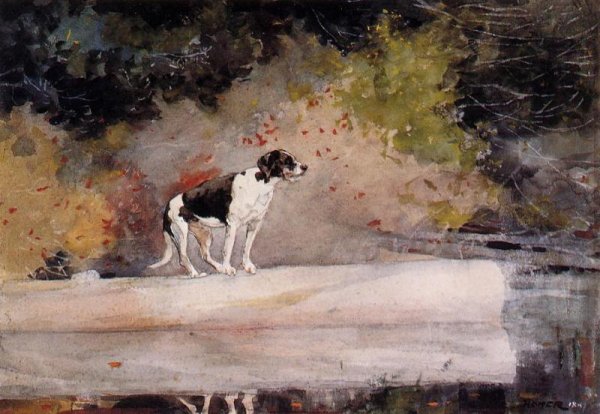 Dog on a Log by Winslow Homer - Hand-Painted Oil Painting Reproduction