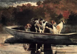 Dogs in a Boat also known as Waiting for the Start by Winslow Homer - Oil Painting Reproduction