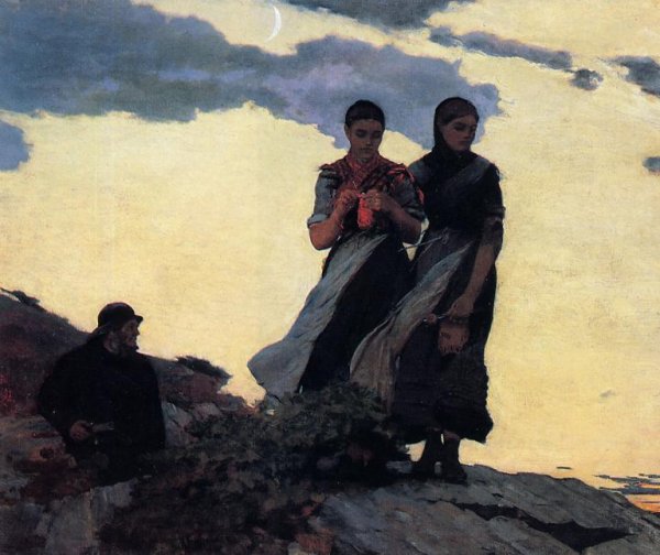 Early Evening also known as Sailors Take Warning by Winslow Homer - Hand-Painted Oil Painting Reproduction