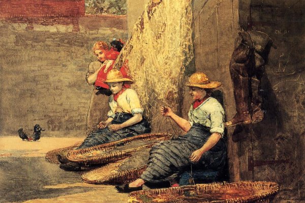 Fishergirls by Winslow Homer - Hand-Painted Oil Painting Reproduction