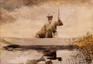 Fishing in the Adirondacks painting by Winslow Homer