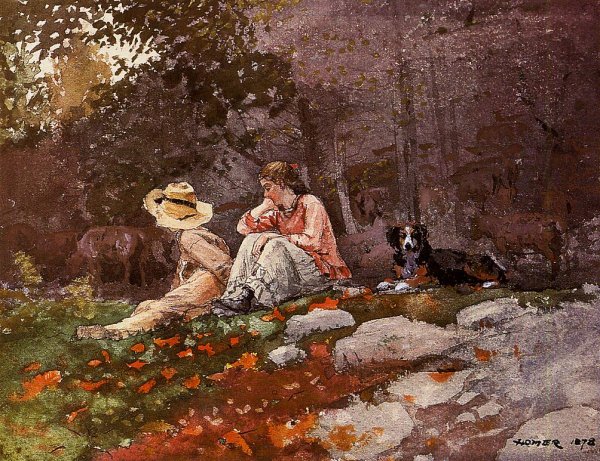 Flock of Sheep, Houghton Farm by Winslow Homer - Hand-Painted Oil Painting Reproduction